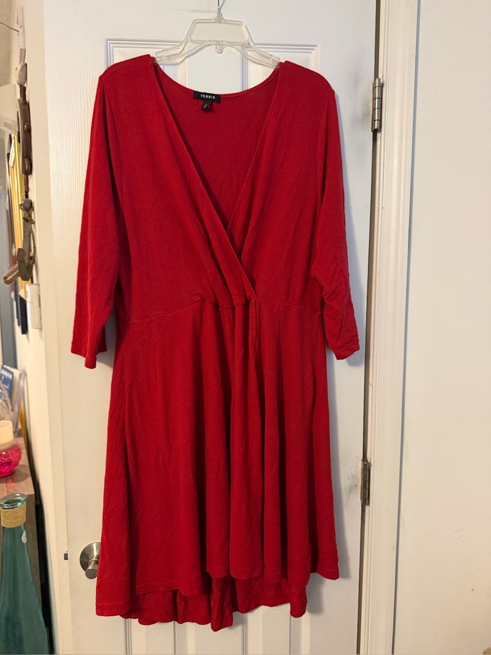 Torrid Red Wrap Midi Dress with V-Neck